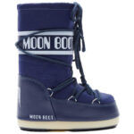 Moon Boot® Junior in nylon con imbottitura isolante che tiene il piede caldo e asciutto. Idrorepellente con coulisse regolabile e suola antiscivolo in gomma