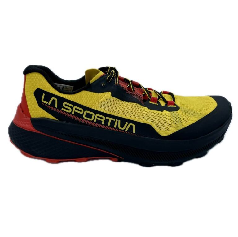 La Sportiva Prodigio per il mondo Ultra Trail. Nuova schiuma XFlow® per la massima ammortizzazione e ritorno di energia. Punta ampia e la tomaia traspirante