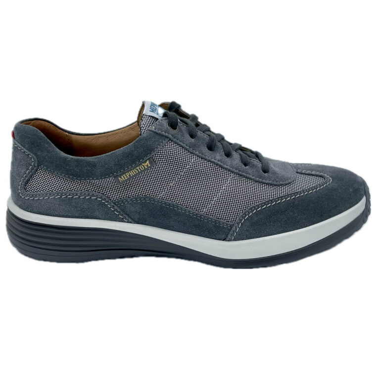 Mephisto Steve Air sneaker in pelle scamosciata e tessuto traspirante. Fodera in tessuto e plantare estraibile. Suola in gomma con Shock-Absorber.