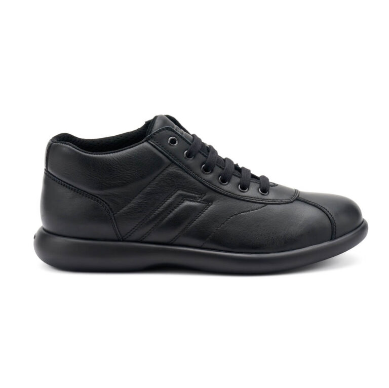 FRAU sneakers mid pelle nera Fodera in tessuto traspirante sottopiede anatomico estraibile in tessuto. Suola in gomma con grip antiscivolo Made in Italy