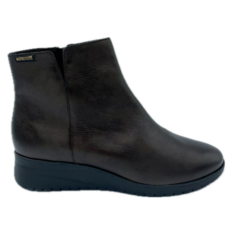 Mephisto Idora pelle bronzo. La fodera calda offre un comfort termico .Plantare estraibile in pelle. Zeppa di 2cm e suola in caucciù con Shock-Absorber