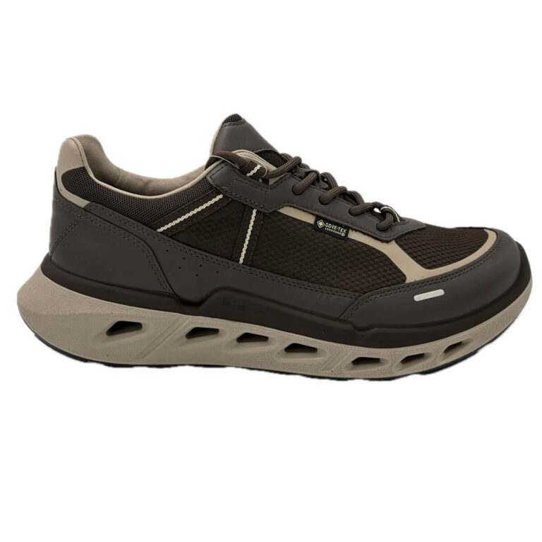 ECCO Biom 720 GTSX sneaker impermeabile ammortizzata. Tomaia pelle e tessuto, fodera Gore-Tex Surround® e plantare estraibile. Suola in gomma