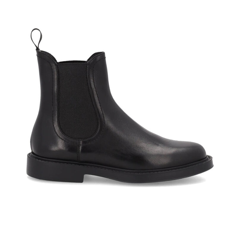 Frau beatles liscio in pelle nera con fodera e sottopiede in pelle. Elastici bilaterali. suola in gomma legegrissima Made in Italy