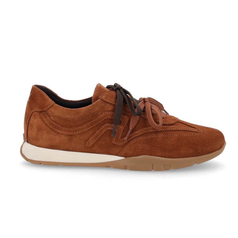 Frau sneaker in pelle scamosciata con doppi lacci Fodera in tessuto. Sottopiede estraibile foderato in pelle. Suola in gomma antiscivolo.